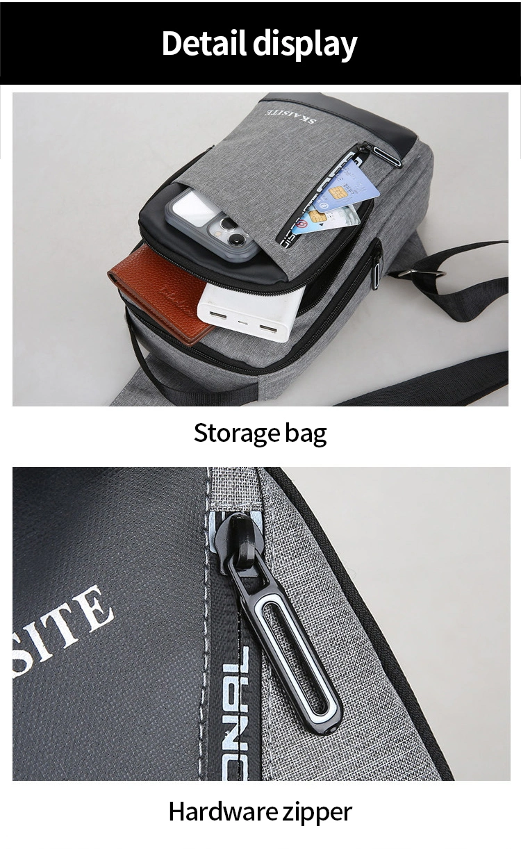 Guangdong Custom Fashion New Designs Smell Proof Multifunctional Wide Strap USB Port Crossbody Messenger Chest Bags for Man