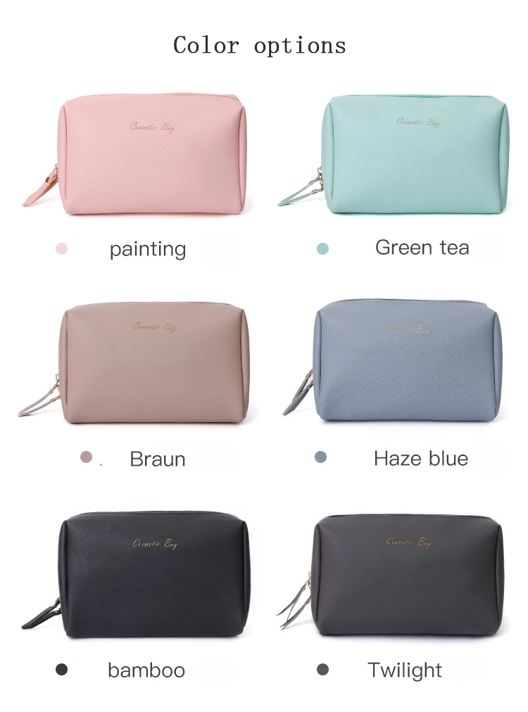 Custom Logo PU Leather Cosmetics Bags Plain Toiletry Makeup Bag Women Cosmetic Bag