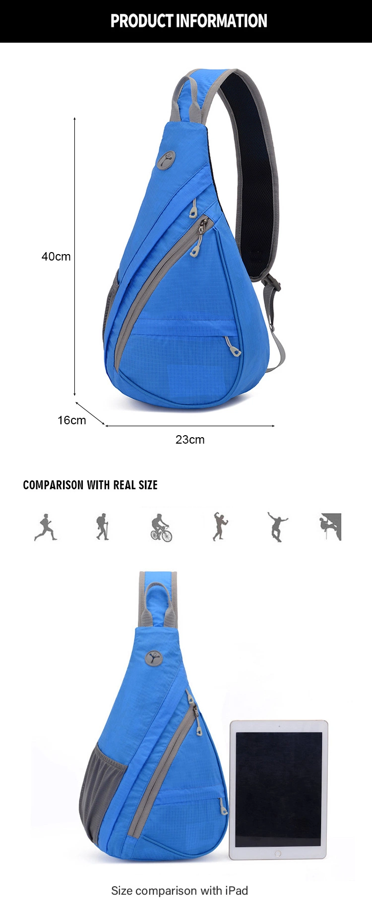 Water Drop Oblique Straddle Single Shoulder Bag Outdoor Sports Mountaineering Riding Bag Multifunctional Chest Bag