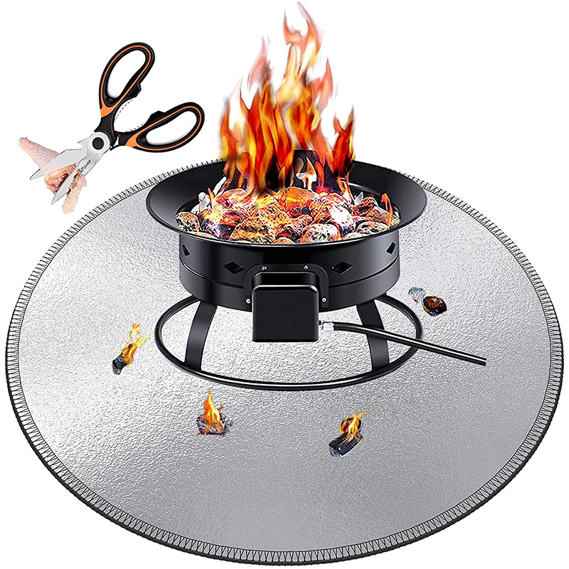 Manufacturer High Quality Square/Round Silver Home BBQ Camping Use Fireproof Fire Pit Ember Mat for Deck Grill Mat Fiberglass Mesh