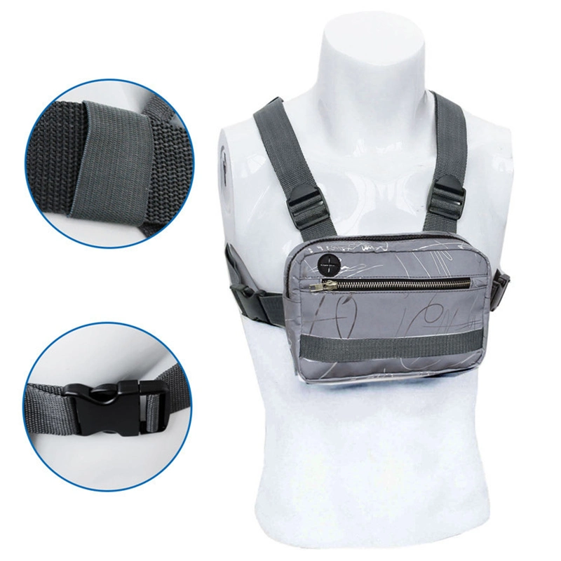 Reflective Tactical Chest Rig Bag with Multi Pockets for Night Running Cycling Walking Trekking Jogging Climbing Wbb13165