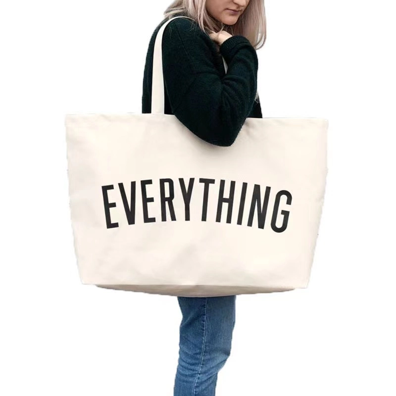 Custom Printed Eco Friendly Canvas Tote Shoulder Bag Reusable Durable Promotional Huge Cotton Bag