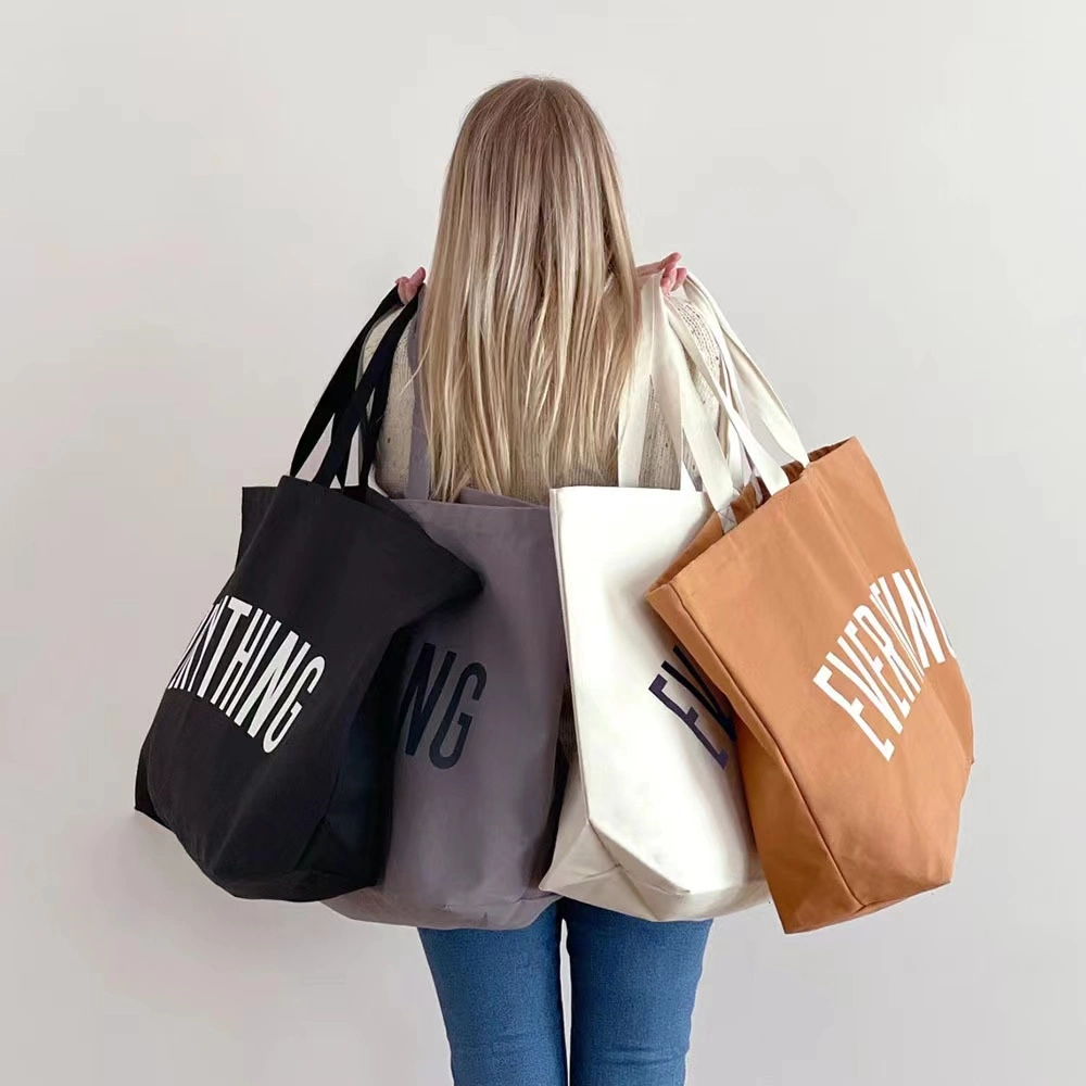 Custom Printed Eco Friendly Canvas Tote Shoulder Bag Reusable Durable Promotional Huge Cotton Bag