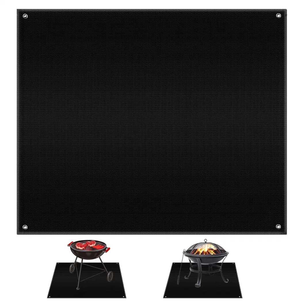 Customized Round Amazon Hot Sale Outdoor Lawn &amp; Deck Protector Fireproof Grill Fiberglass Camping BBQ BBQ Floor Mat