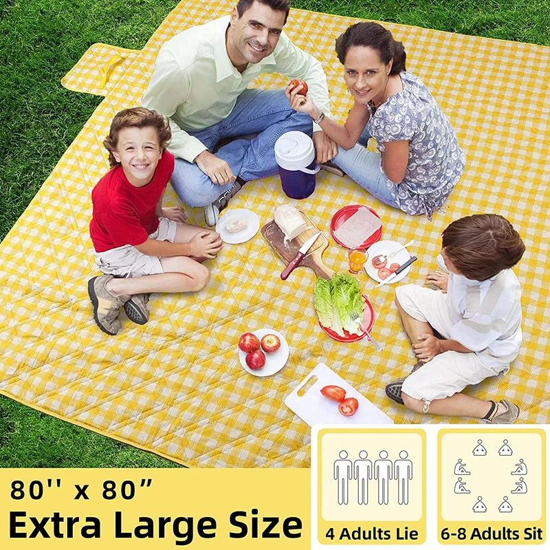 Ultrasonic Quilted Wholesale Outdoor Large Portable Foldable Sand Proof Custom Recycled Waterproof Picnic Blanket Camping Mat