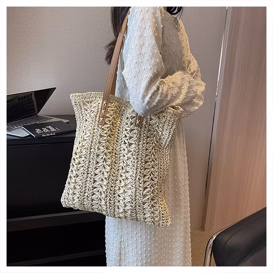 Summer Fashion Simple Shoulder Bags Large Capacity Paper Straw Beach Handbag
